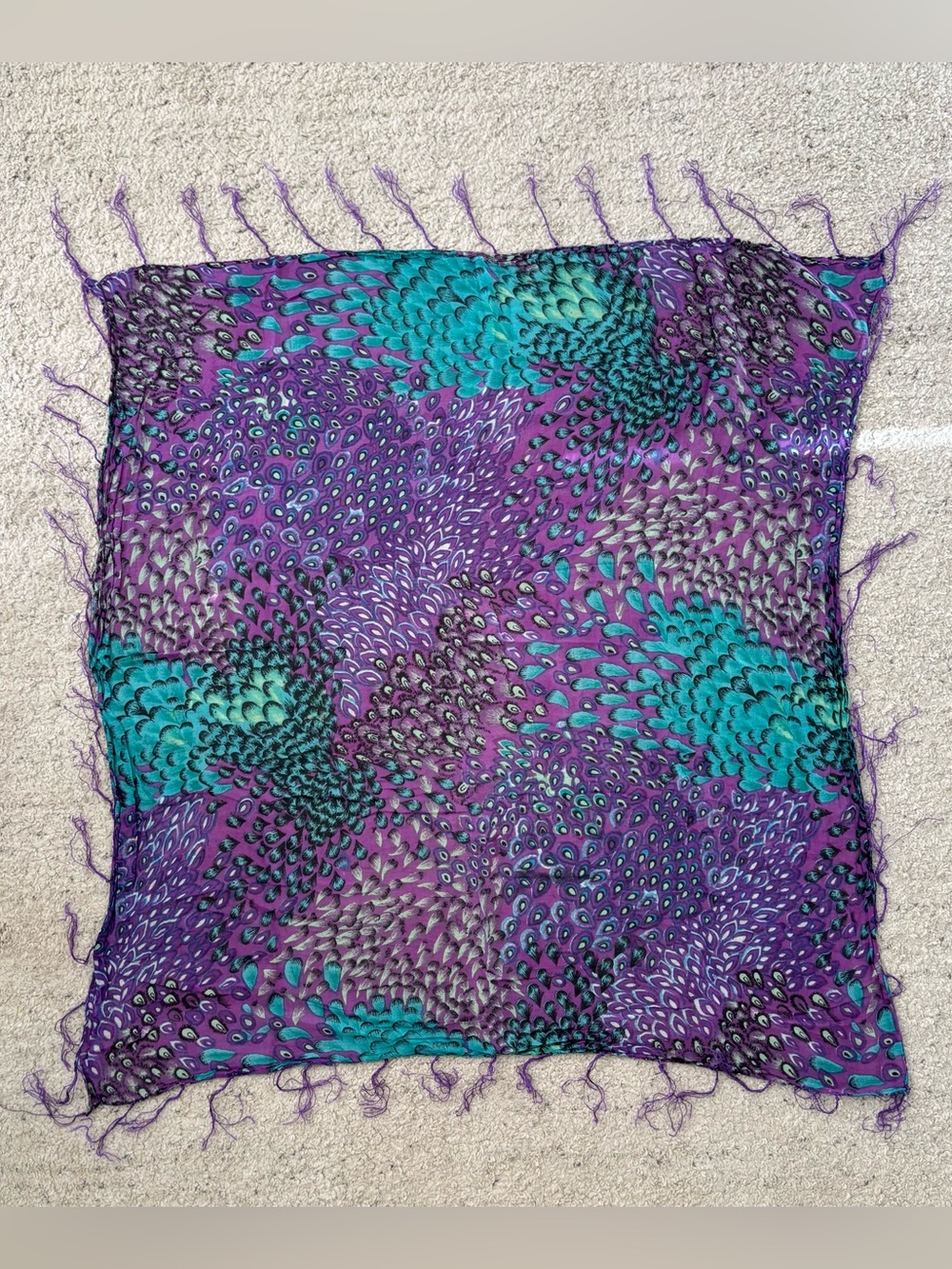 Peacock Feathers Print Scarf